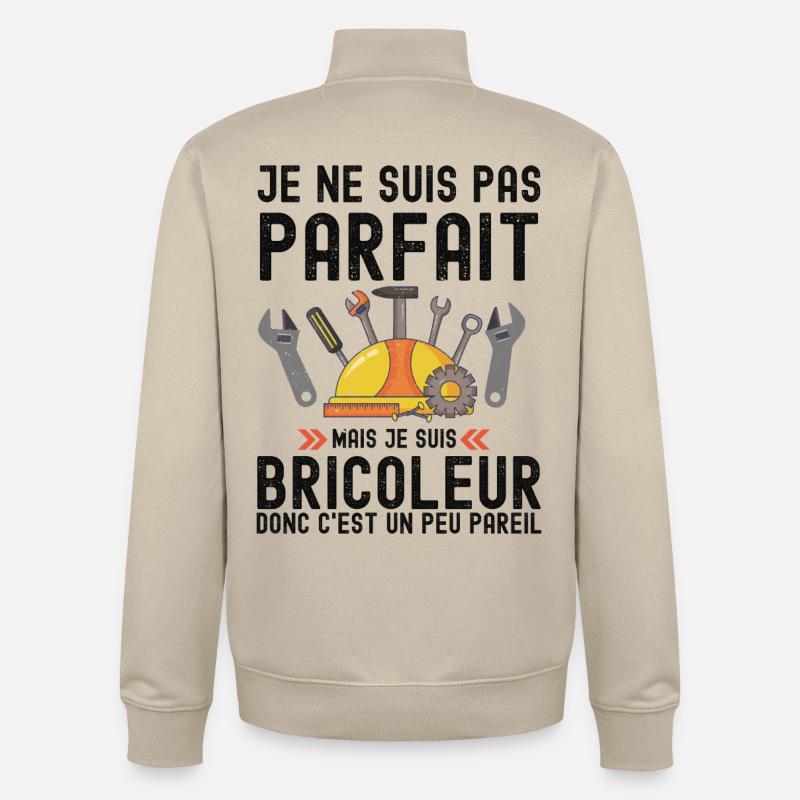 Humour Bricoleur Autodérision - Sweat zippé unisexe en coton bio Stanley/Stella - beige crème