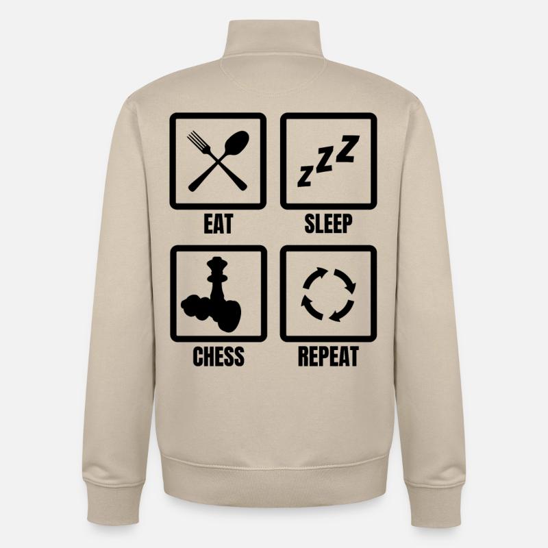 Routine d’échecs - Sweat zippé unisexe en coton bio Stanley/Stella - beige crème