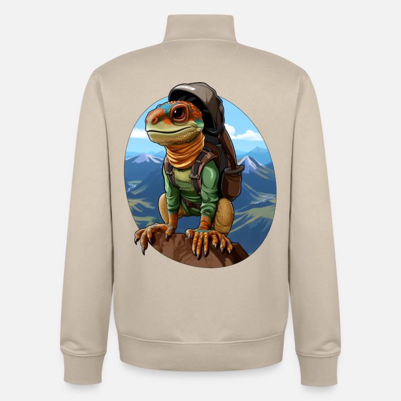 Eidechsen Bergsteiger / Wandern Eidechse - Unisex Organic Zip Sweatshirt von Stanley/Stella - Cremebeige