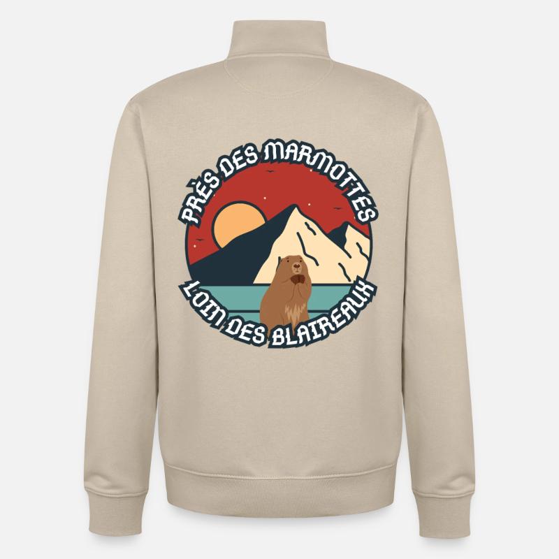 Humor über ein Murmeltier - Unisex Organic Zip Sweatshirt von Stanley/Stella - Cremebeige