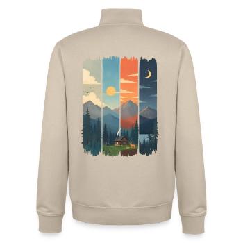 Horizonte in vier Gebirgstafeln - Unisex Organic Zip Sweatshirt von Stanley/Stella - Cremebeige - Hinten - AI Model Male 185 dark (185cm)