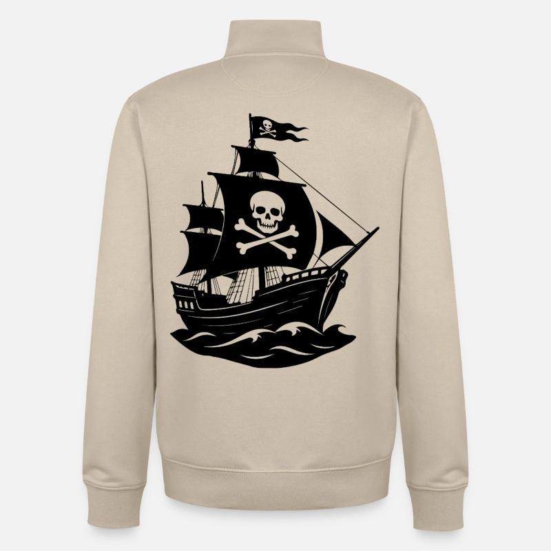 Bateau pirate - Sweat zippé unisexe en coton bio Stanley/Stella - beige crème