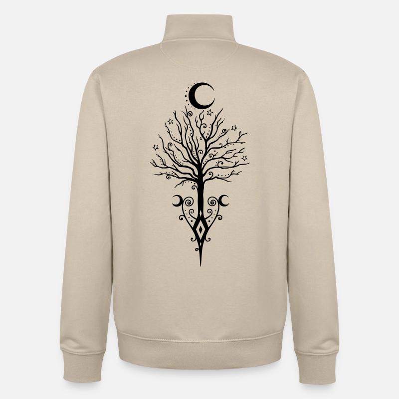 Arbre Lune Nuit Étoiles Lune Arbre - Sweat zippé unisexe en coton bio Stanley/Stella - beige crème