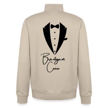 Équipe de mariés de la fête de garçon - Sweat zippé unisexe en coton bio Stanley/Stella - beige crème - Dos - AI Model Male 185 dark (185cm)
