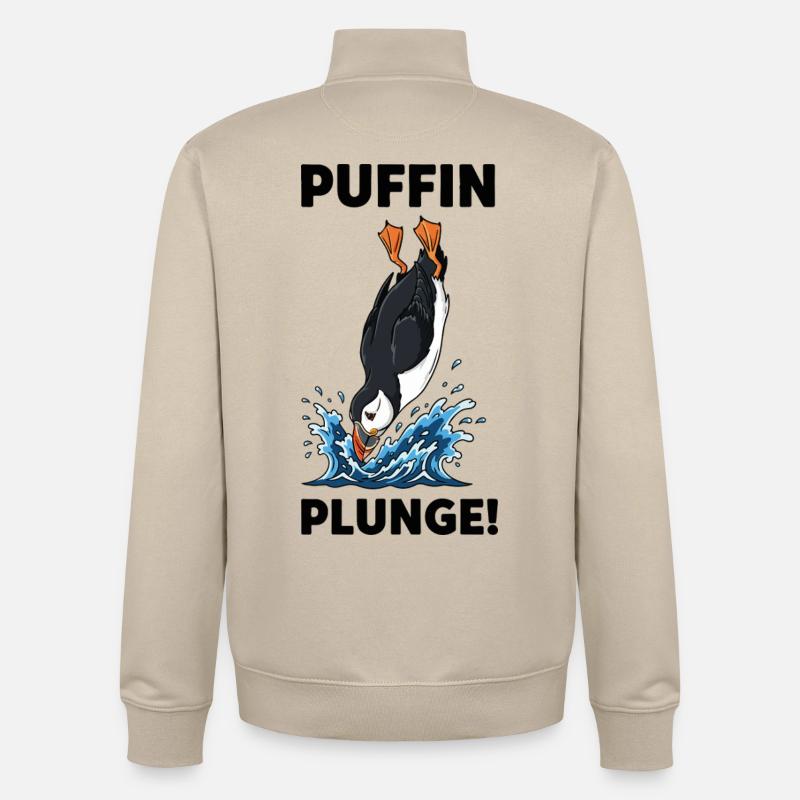 Macareux Moine Plongeon Mer Plunge Puffin - Sweat zippé unisexe en coton bio Stanley/Stella - beige crème