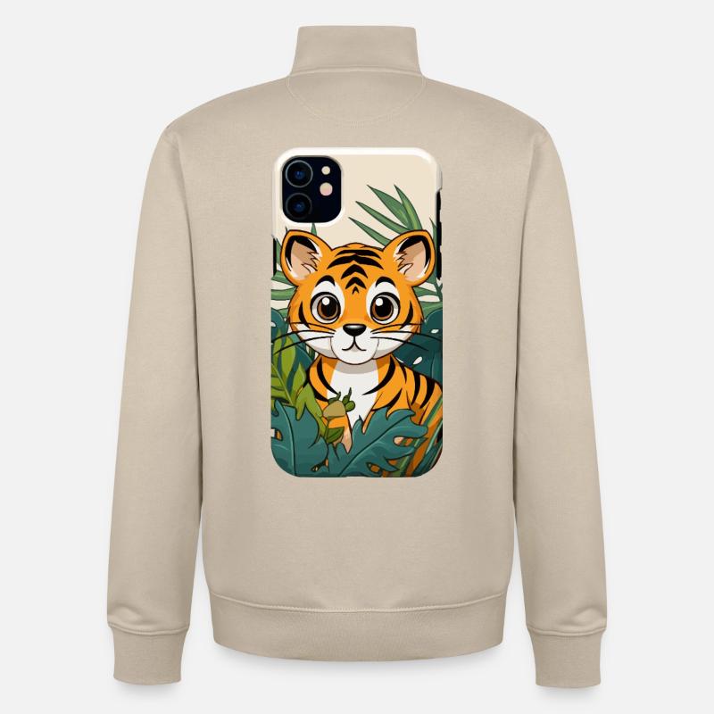 Tigerjunge im Dschungel - Unisex Organic Zip Sweatshirt von Stanley/Stella - Cremebeige