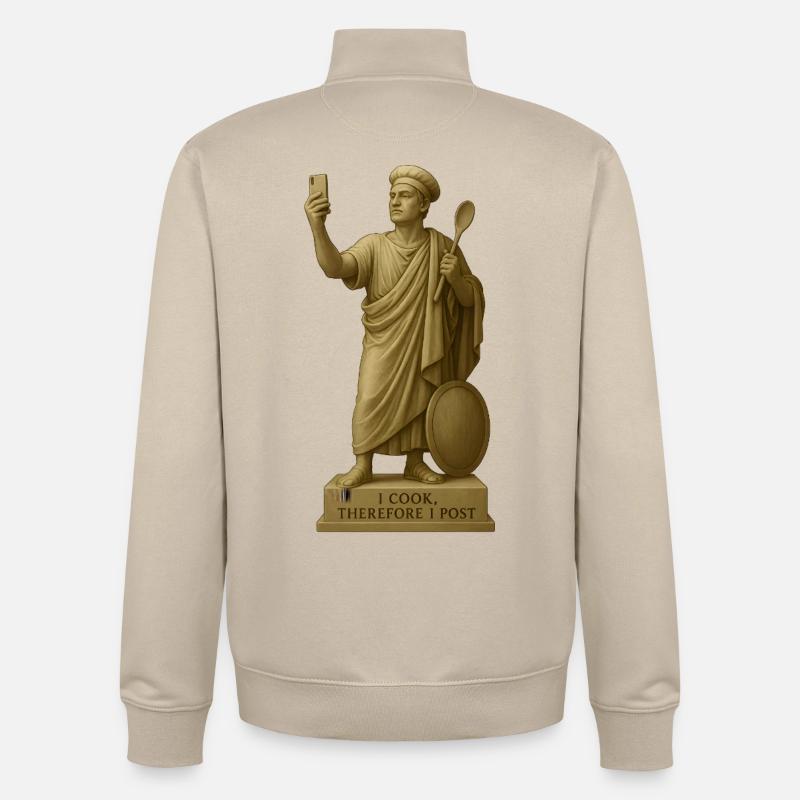 Antiker Kochstil mit Kochlöffel und Schild - Unisex Organic Zip Sweatshirt von Stanley/Stella - Cremebeige