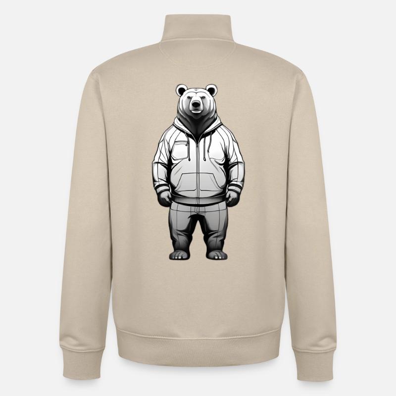 Graphique de sweat à capuche Ours - Sweat zippé unisexe en coton bio Stanley/Stella - beige crème