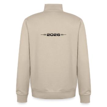 2026 year - Unisex Organic Zip Sweatshirt by Stanley/Stella - desert dust - Back - AI Model Male 185 dark (185cm)
