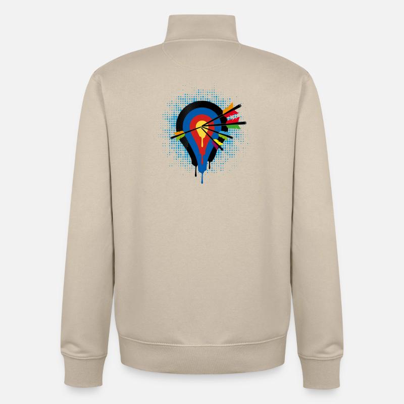 une cible et cinq flèches - Sweat zippé unisexe en coton bio Stanley/Stella - beige crème