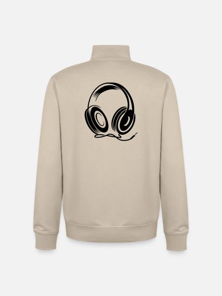 a headphone with cable - Unisex Organic Zip Sweatshirt by Stanley/Stella - desert dust