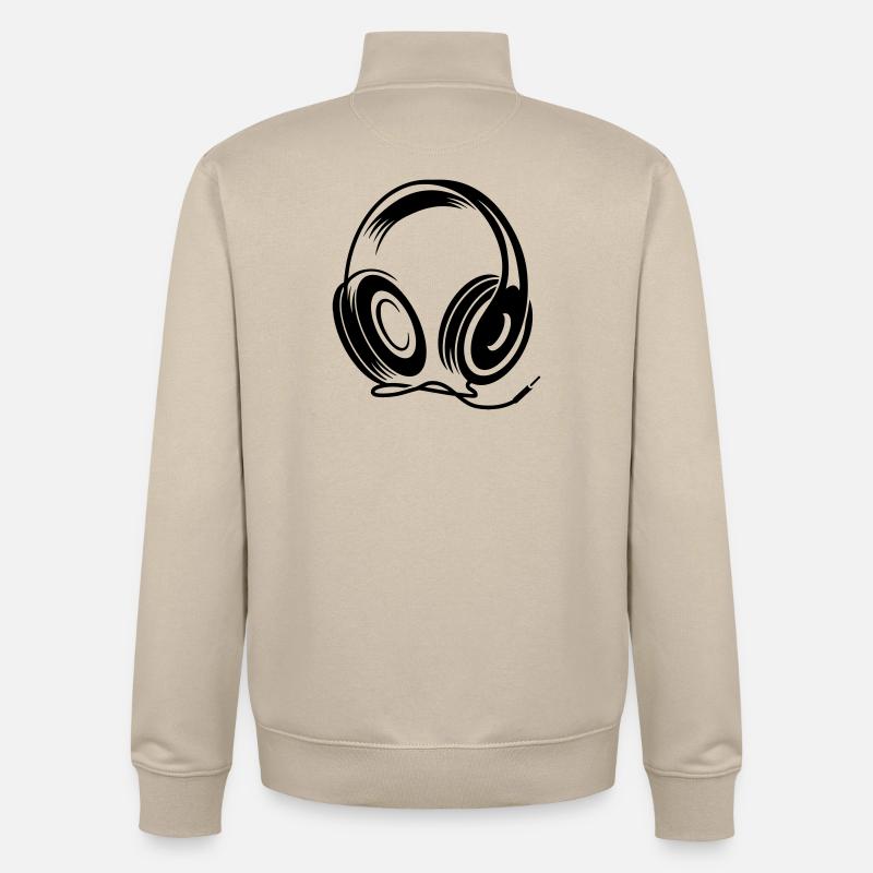 Kopfhörer mit Kabel im Stencil Stil - Unisex Organic Zip Sweatshirt von Stanley/Stella - Cremebeige