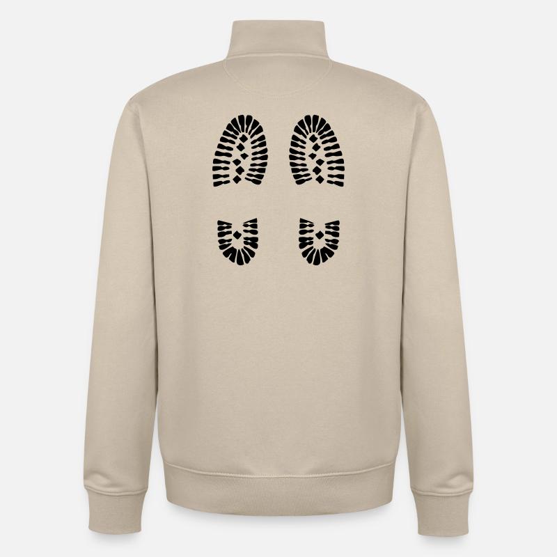 Empreintes de pas (V) - Sweat zippé unisexe en coton bio Stanley/Stella - beige crème