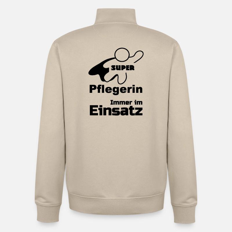 Super Pflegerin Geschenk - Unisex Organic Zip Sweatshirt von Stanley/Stella - Cremebeige