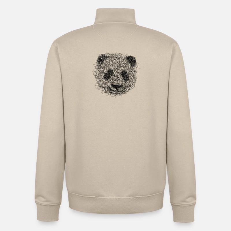 Panda Drawing Scribble - Panda scribble art - Unisex Organic Zip Sweatshirt by Stanley/Stella - desert dust