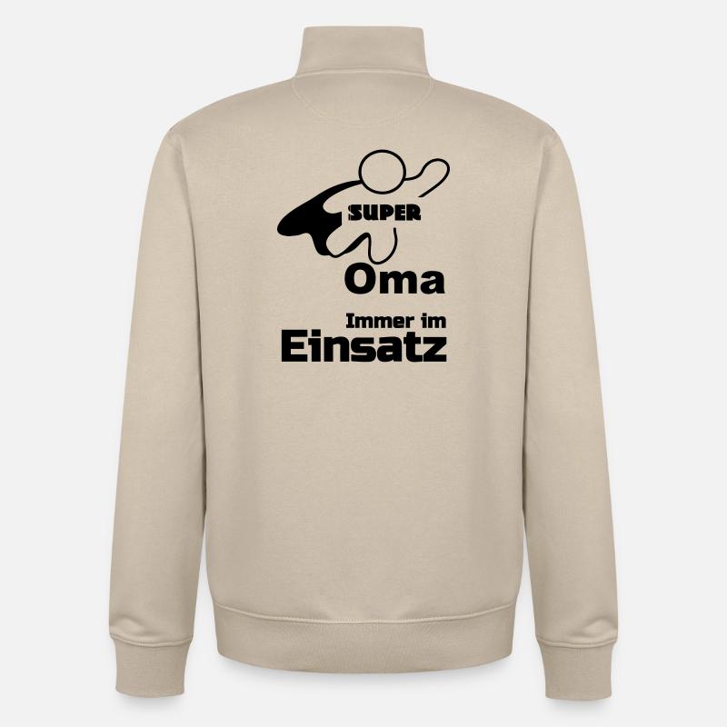 Super Oma Geschenk - Unisex Organic Zip Sweatshirt von Stanley/Stella - Cremebeige