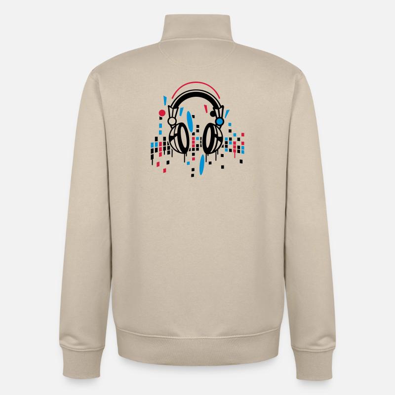 Kopfhörer Equalizer Zeichnung - Unisex Organic Zip Sweatshirt von Stanley/Stella - Cremebeige