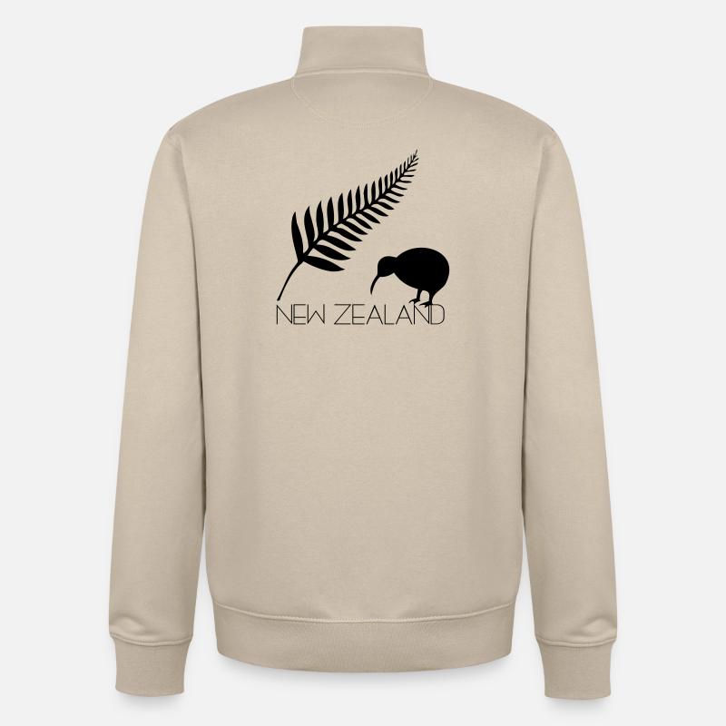 Navigation de plaisance néo-zélandaise et kiwi - Sweat zippé unisexe en coton bio Stanley/Stella - beige crème