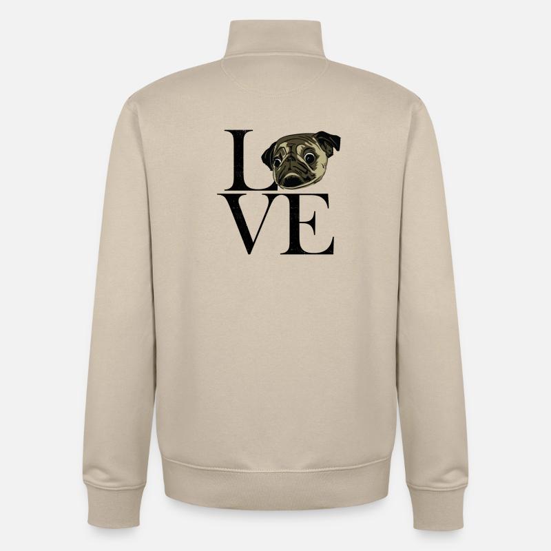 Mops black - Unisex Organic Zip Sweatshirt von Stanley/Stella - Cremebeige