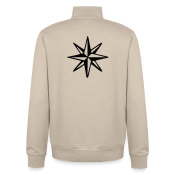 Compass Rose Wind Rose Sail Sailing - Unisex Organic Zip Sweatshirt by Stanley/Stella - desert dust - Back - AI Model Male 185 dark (185cm)