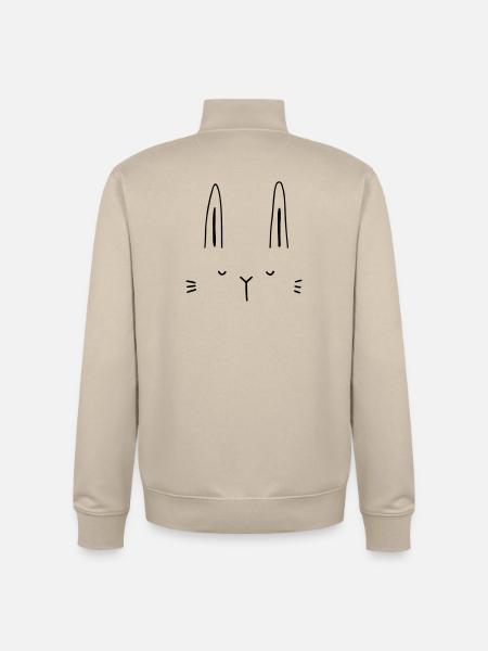 Hase Hasengesicht Gesicht Geschenkidee - Unisex Organic Zip Sweatshirt von Stanley/Stella - Cremebeige