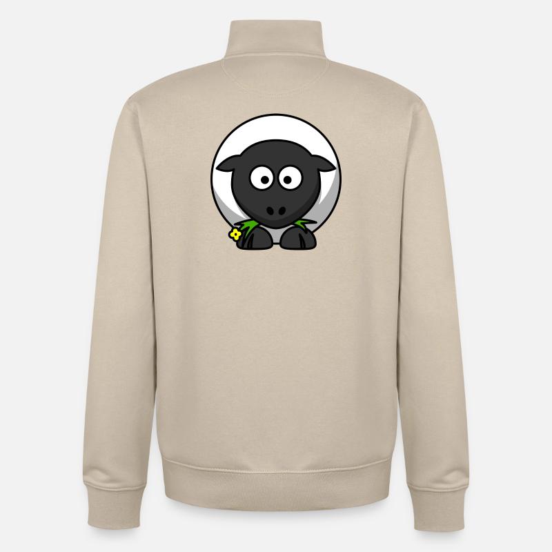 Dessin animé de mouton de nuit au clair de lune - Sweat zippé unisexe en coton bio Stanley/Stella - beige crème