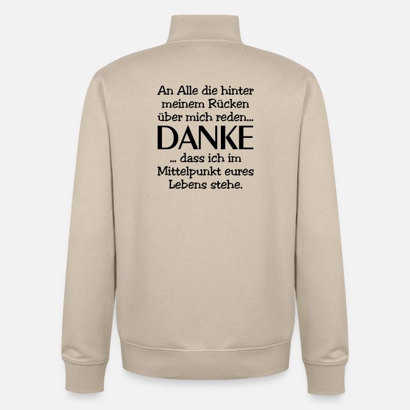 Parlez derrière mon dos - Merci - Sweat zippé unisexe en coton bio Stanley/Stella - beige crème