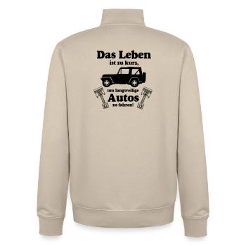 Offroad ,Geländewagen , 4x4 Offroad - Leben(25) - Unisex Organic Zip Sweatshirt von Stanley/Stella - Cremebeige - Hinten - AI Model Male 185 dark (185cm)