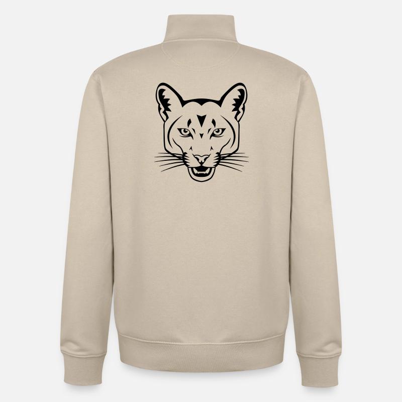 Raubkatze - Unisex Organic Zip Sweatshirt von Stanley/Stella - Cremebeige