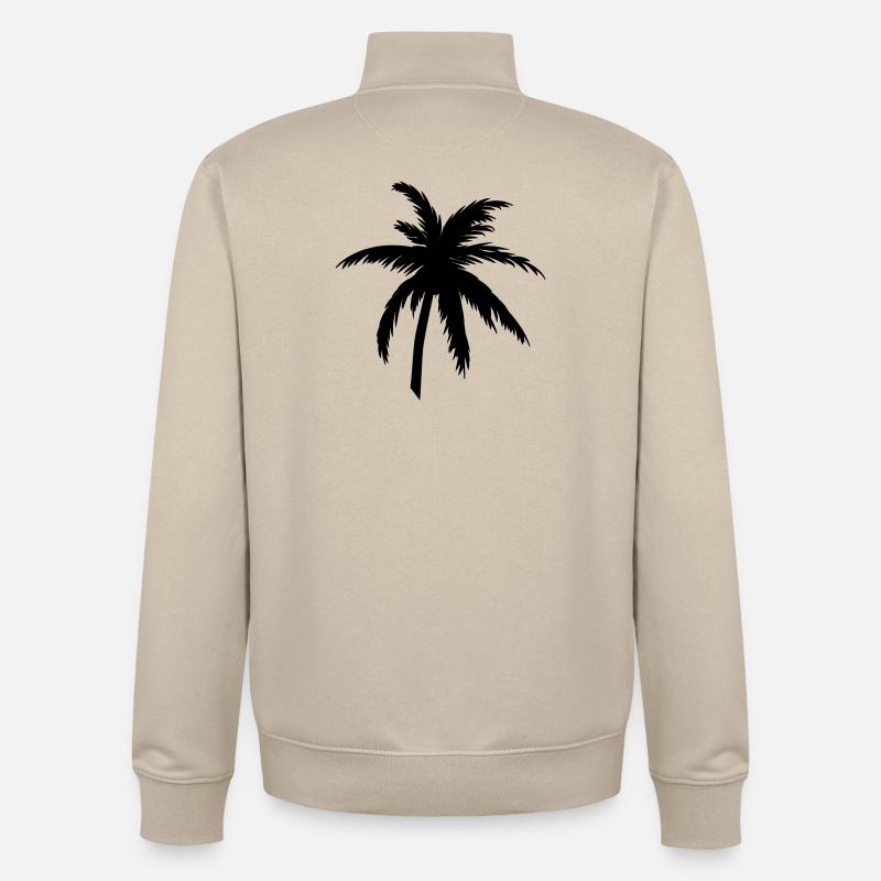 Palme Silhouette Schwarz – Tropical Style - Unisex Organic Zip Sweatshirt von Stanley/Stella - Cremebeige