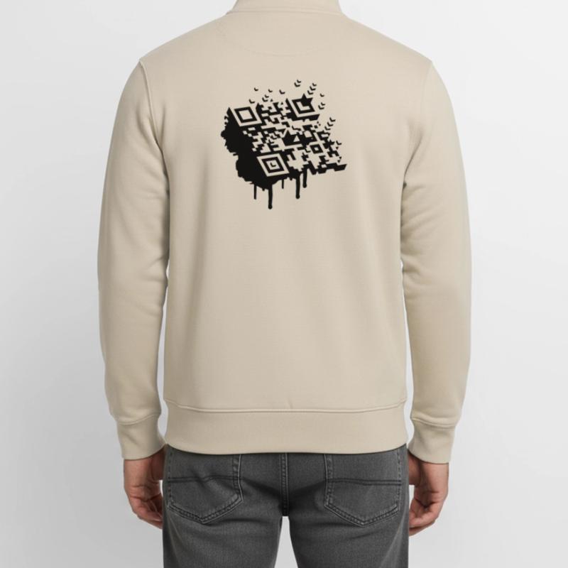 Un code à barres 3D comme un graffiti Sweat zippé unisexe en coton bio Stanley/Stella