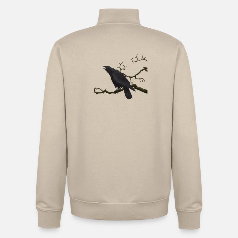 Corbeau noir - Sweat zippé unisexe en coton bio Stanley/Stella - beige crème