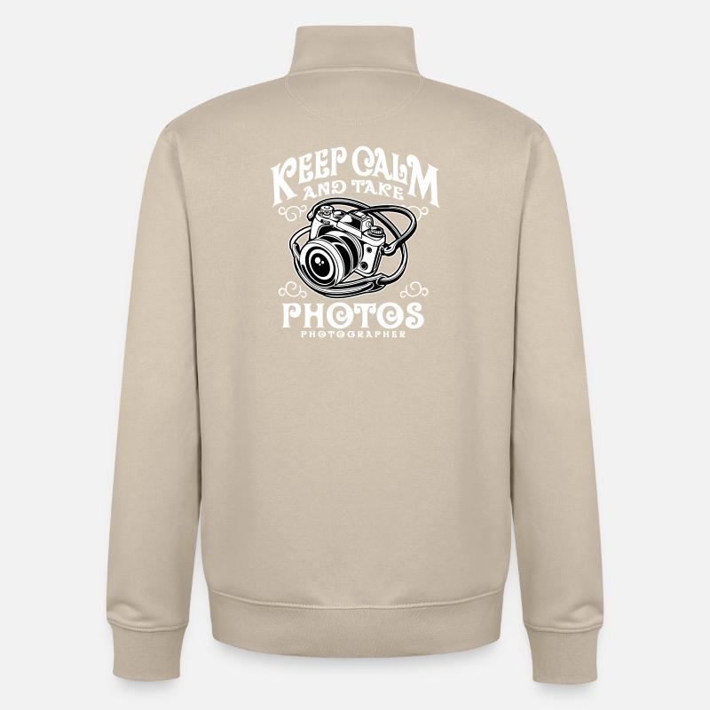 Keep Calm and take photos - Unisex Organic Zip Sweatshirt von Stanley/Stella - Cremebeige