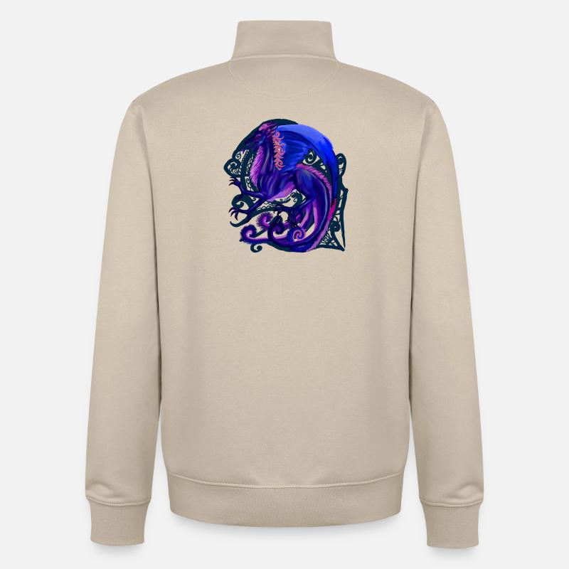 dragon bleu - Sweat zippé unisexe en coton bio Stanley/Stella - beige crème