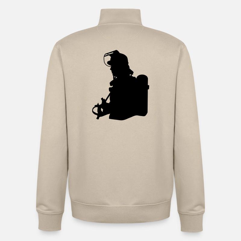 feuerwehr_1 - Sweat zippé unisexe en coton bio Stanley/Stella - beige crème