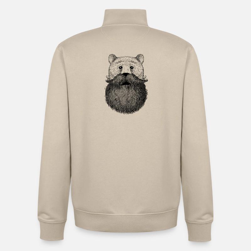 Bär oder Bart - Unisex Organic Zip Sweatshirt von Stanley/Stella - Cremebeige