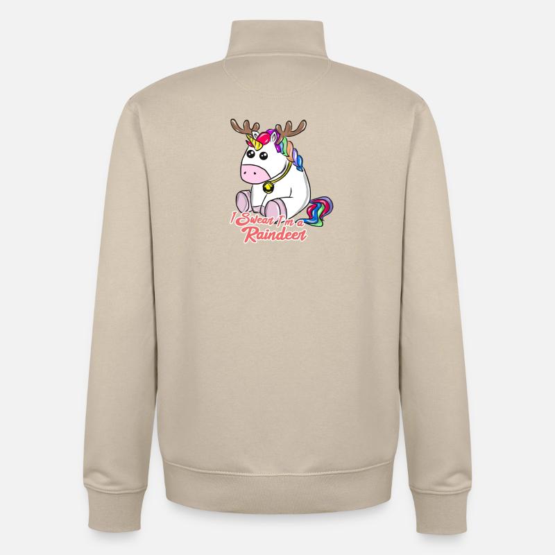 Weihnachten Einhorn - Unisex Organic Zip Sweatshirt von Stanley/Stella - Cremebeige
