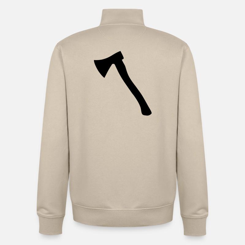 Beil (Schräg) Axt, Werkzeug, Holzhacken - Unisex Organic Zip Sweatshirt von Stanley/Stella - Cremebeige