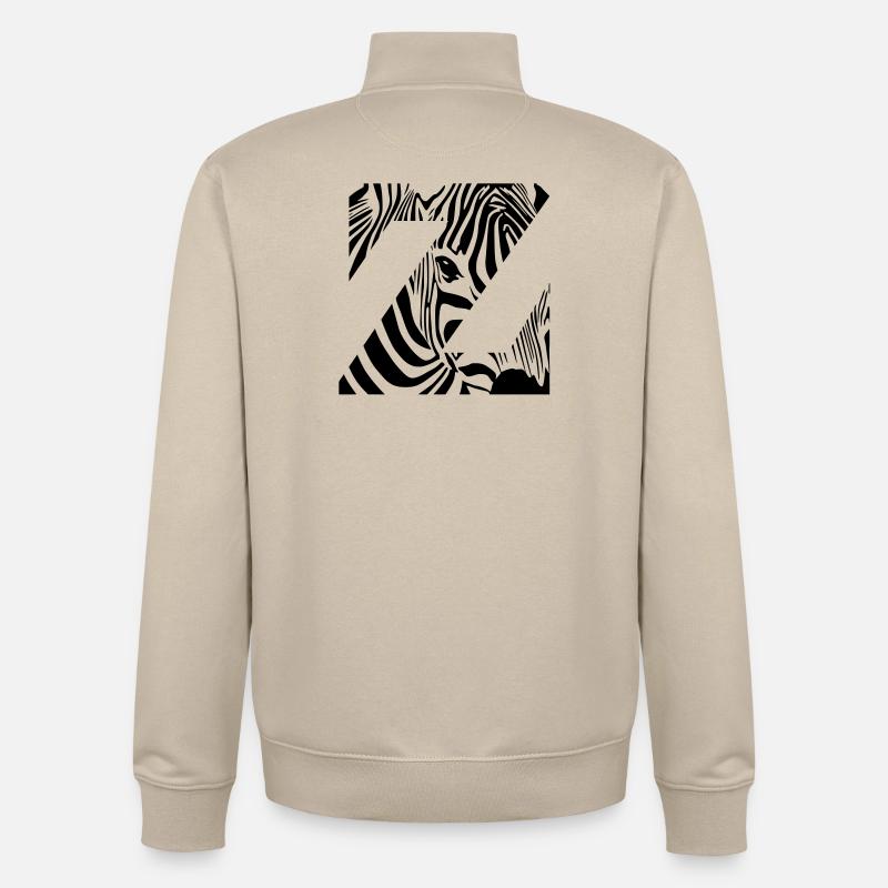 Zebra Mix Mono Black - Sweat zippé unisexe en coton bio Stanley/Stella - beige crème