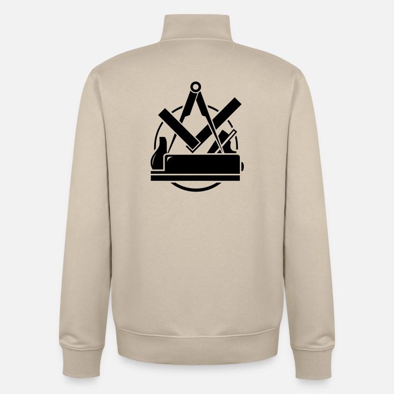 Emblème Carpenter, Carpenter Logo - Sweat zippé unisexe en coton bio Stanley/Stella - beige crème
