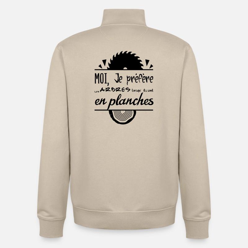 Les arbres c'est mieux en planches ! - Sweat zippé unisexe en coton bio Stanley/Stella - beige crème