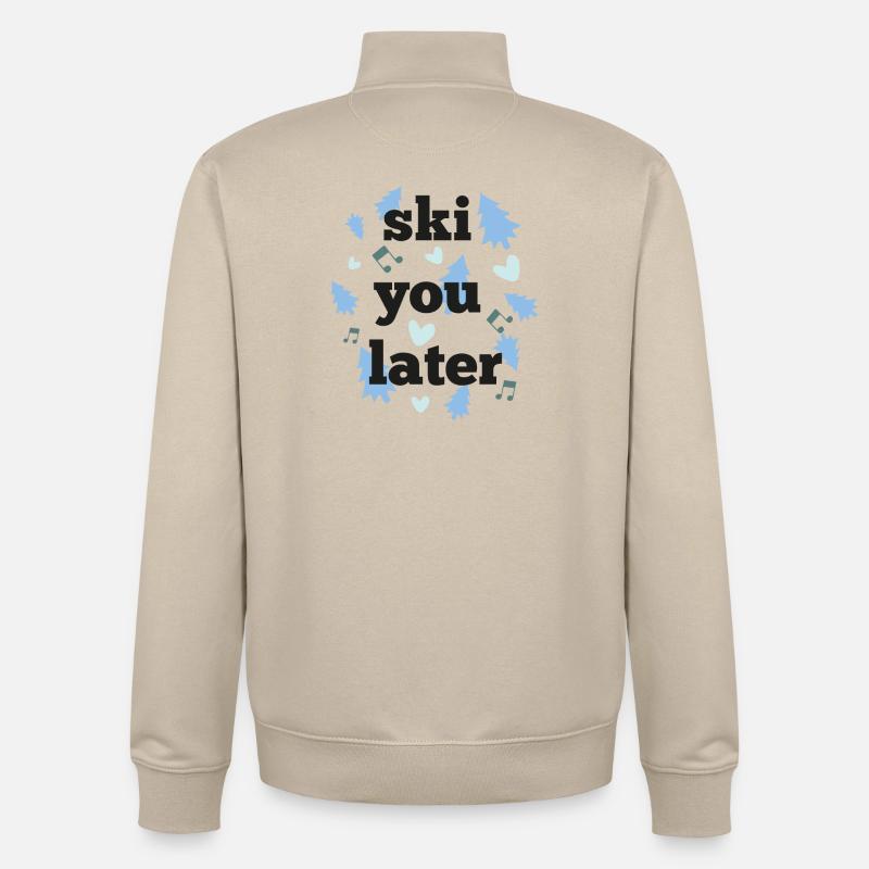 Ski plus tard - Sweat zippé unisexe en coton bio Stanley/Stella - beige crème