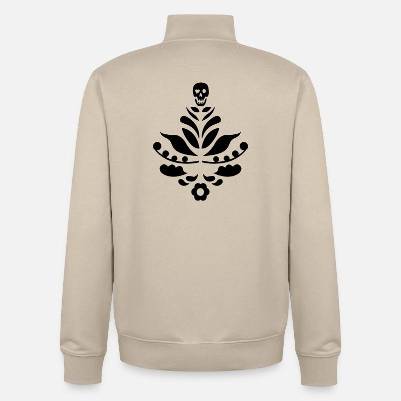 Kurbits & crâne noir - Sweat zippé unisexe en coton bio Stanley/Stella - beige crème