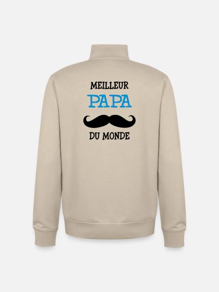Best Dad World - Unisex Organic Zip Sweatshirt by Stanley/Stella - desert dust
