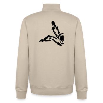 skydive - Unisex Organic Zip Sweatshirt by Stanley/Stella - desert dust - Back - AI Model Male 185 dark (185cm)