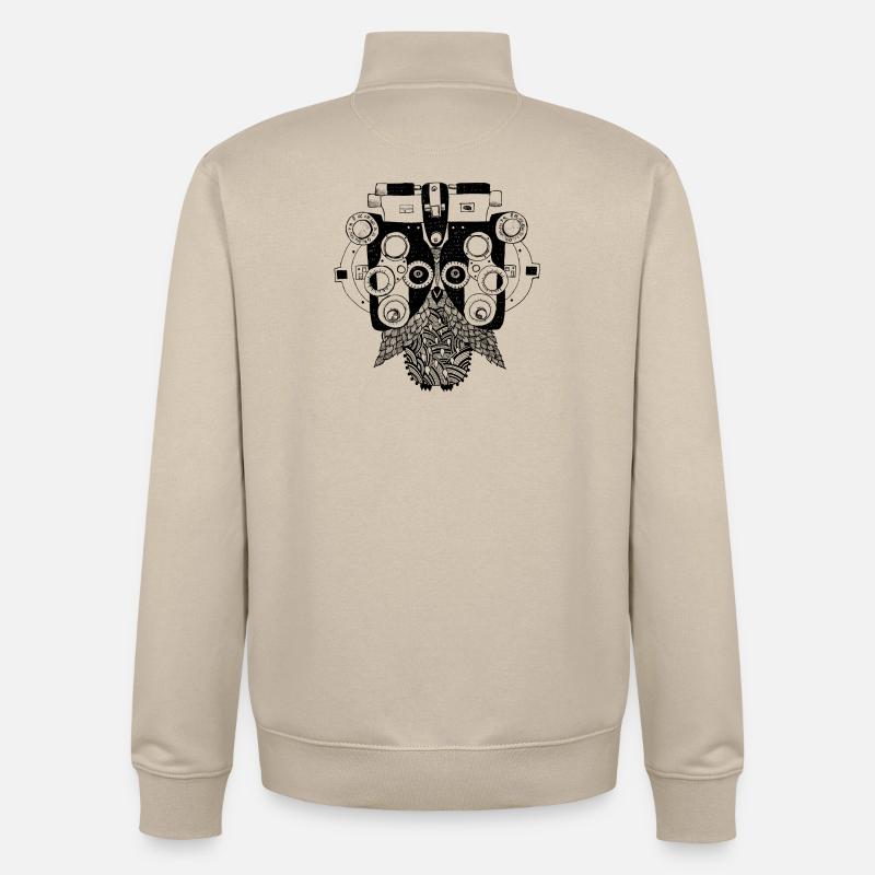 Phoropter Eule beim Sehtest - Unisex Organic Zip Sweatshirt von Stanley/Stella - Cremebeige