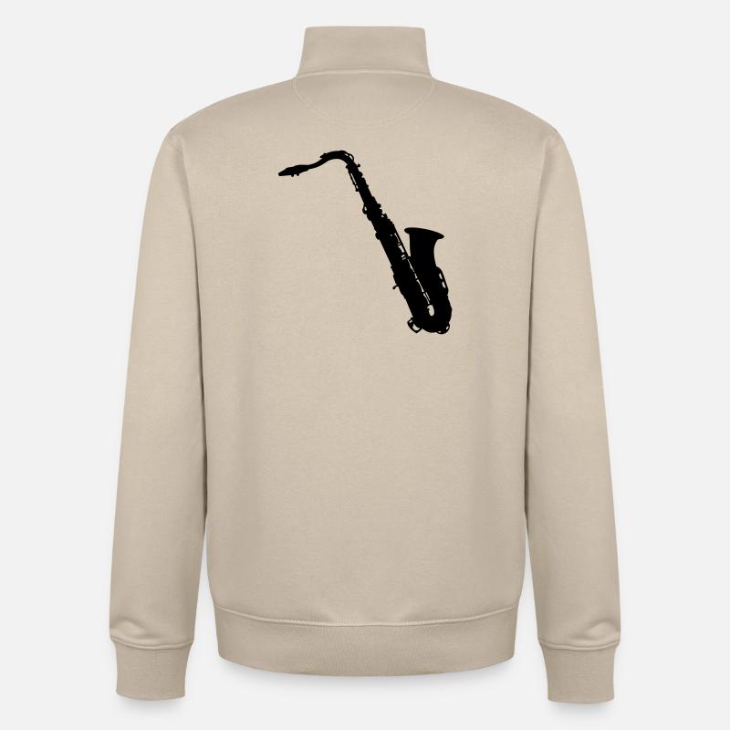 saxophone - Sweat zippé unisexe en coton bio Stanley/Stella - beige crème