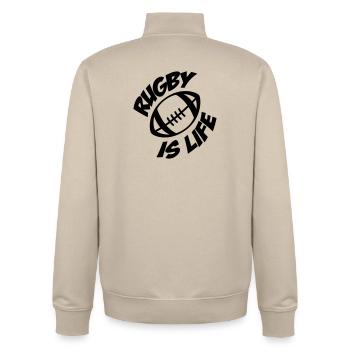 Rugby - Unisex Organic Zip Sweatshirt von Stanley/Stella - Cremebeige - Hinten - AI Model Male 185 dark (185cm)