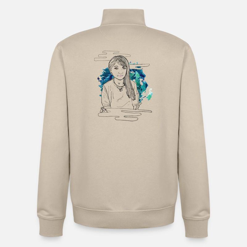 Lächelndes Mädchen mit Muster - Unisex Organic Zip Sweatshirt von Stanley/Stella - Cremebeige