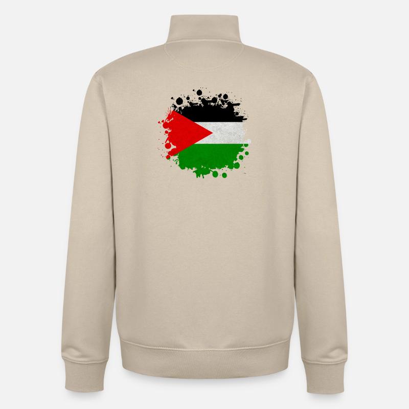 Palestine Taches / drapeau cadeau Islamabad - Sweat zippé unisexe en coton bio Stanley/Stella - beige crème